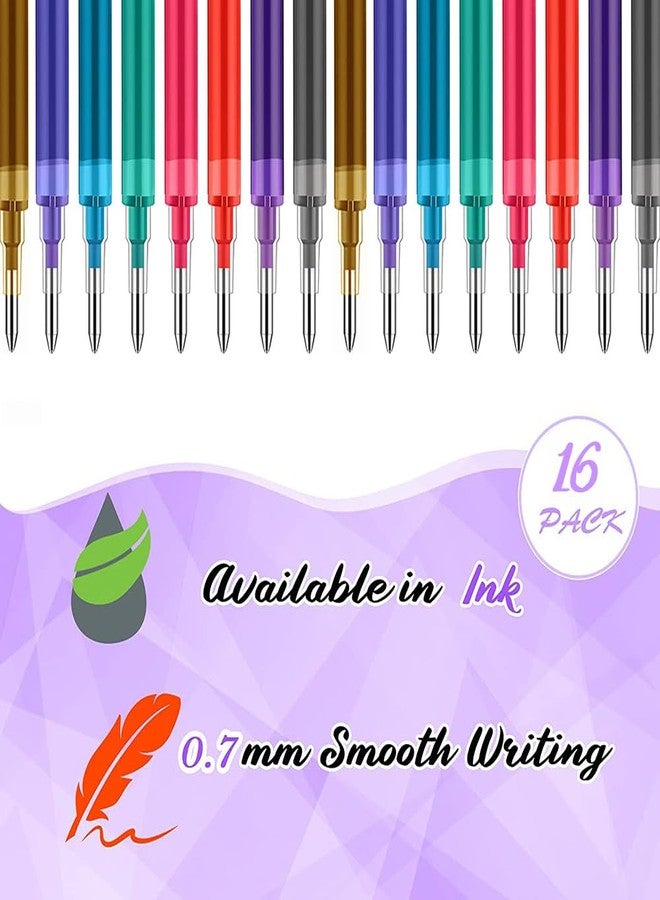 LIUHUIZEYU Erasable Pen Refills,LIUHUIZEYU 0.7 mm Gel Ink Refills Compatible with FriXion & Friction Erasable Pens, 8 Colors, Pack of 16 - Image 2