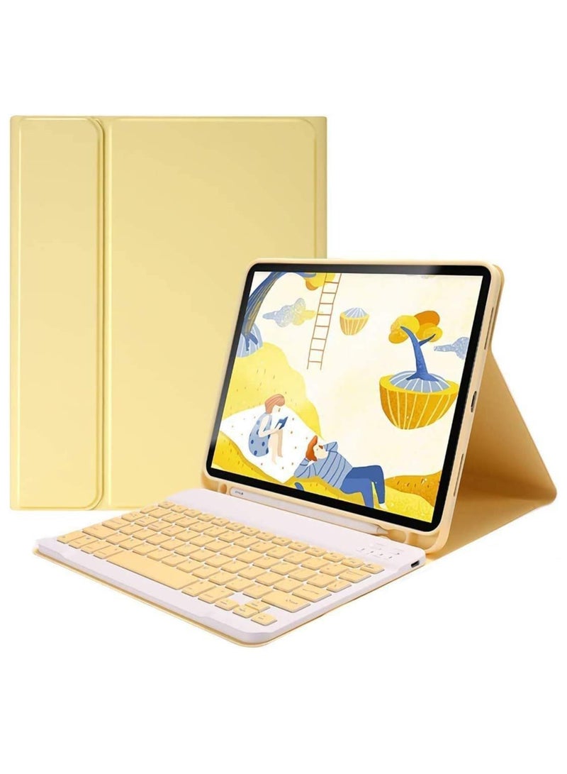 Y&D Keyboard Cover Compatible with iPad Pro 11 2020/2018+ Wireless 3.0 Bluetooth Slim Leather Smart for 2020/2018 (Yellow) - Image 1