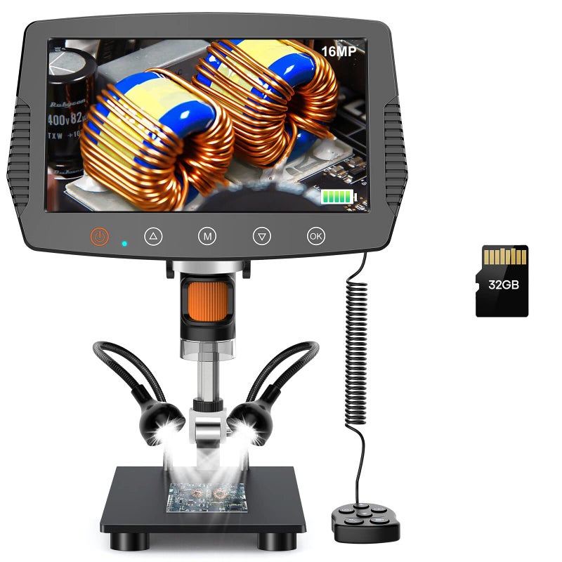 Hayve 9 LCD Digital Microscope 1500X Magnification Coin Microscope with 16MP Camera Micro Soldering Microscope for Adults 32GB Card Included Wired Remote Compatible with WindowsMac OS - Image 2