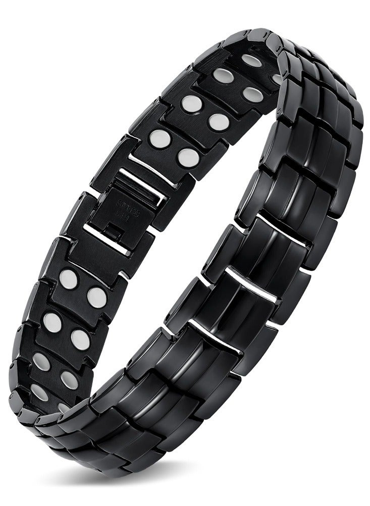 Black Stylish Magnetic Stainless Steel Bracelet for Men - Adjustable  - Image 1