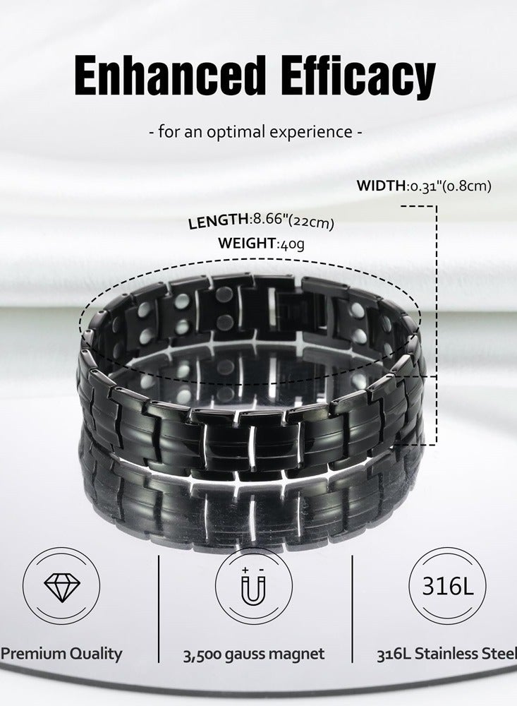 Black Stylish Magnetic Stainless Steel Bracelet for Men - Adjustable  - Image 2