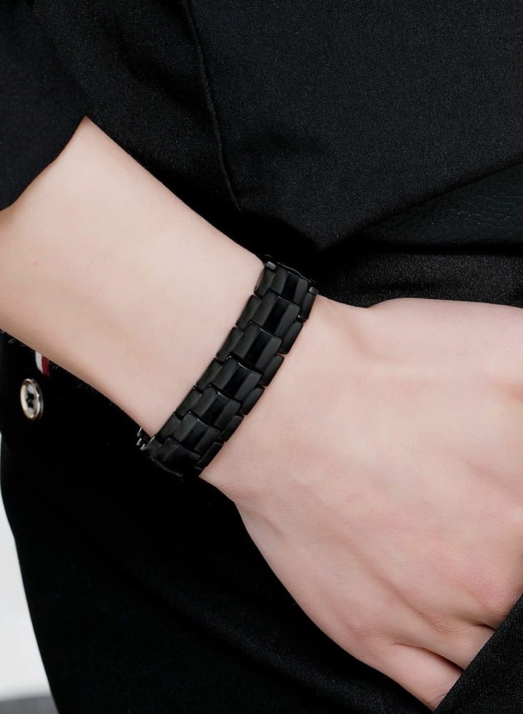 Black Stylish Magnetic Stainless Steel Bracelet for Men - Adjustable  - Image 4