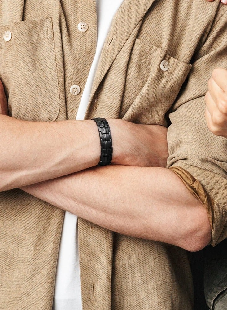 Black Stylish Magnetic Stainless Steel Bracelet for Men - Adjustable  - Image 5