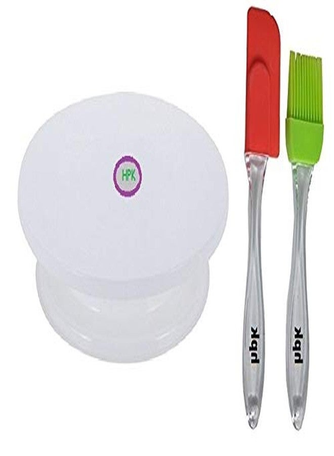 hpk 3 pcs Cake Deco Ration Turn Table with Brush & Spoon (sku-hpk-gur-14) - Image 1