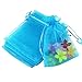 Pimuza 50 Pcs Per Pack 4x6 Gifts Wrap Bags Aqua Blue Organza Sheer Fabric Drawstring Transparent Mesh Bags for Baby Shower FavorAnniversaryDried Lavender FlowersConfettiWomen LipstickHalloweenTravel - Image 1
