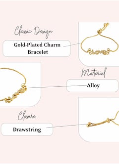 Just Peachy Just Peachy Women Gold-Plated Charm Bracelet, Elegant and Customizable Design, Adjustable Length, Hypoallergenic and Tarnish-Resistant, Features Unique Charms ,Perfect for Everyday  - Image 4