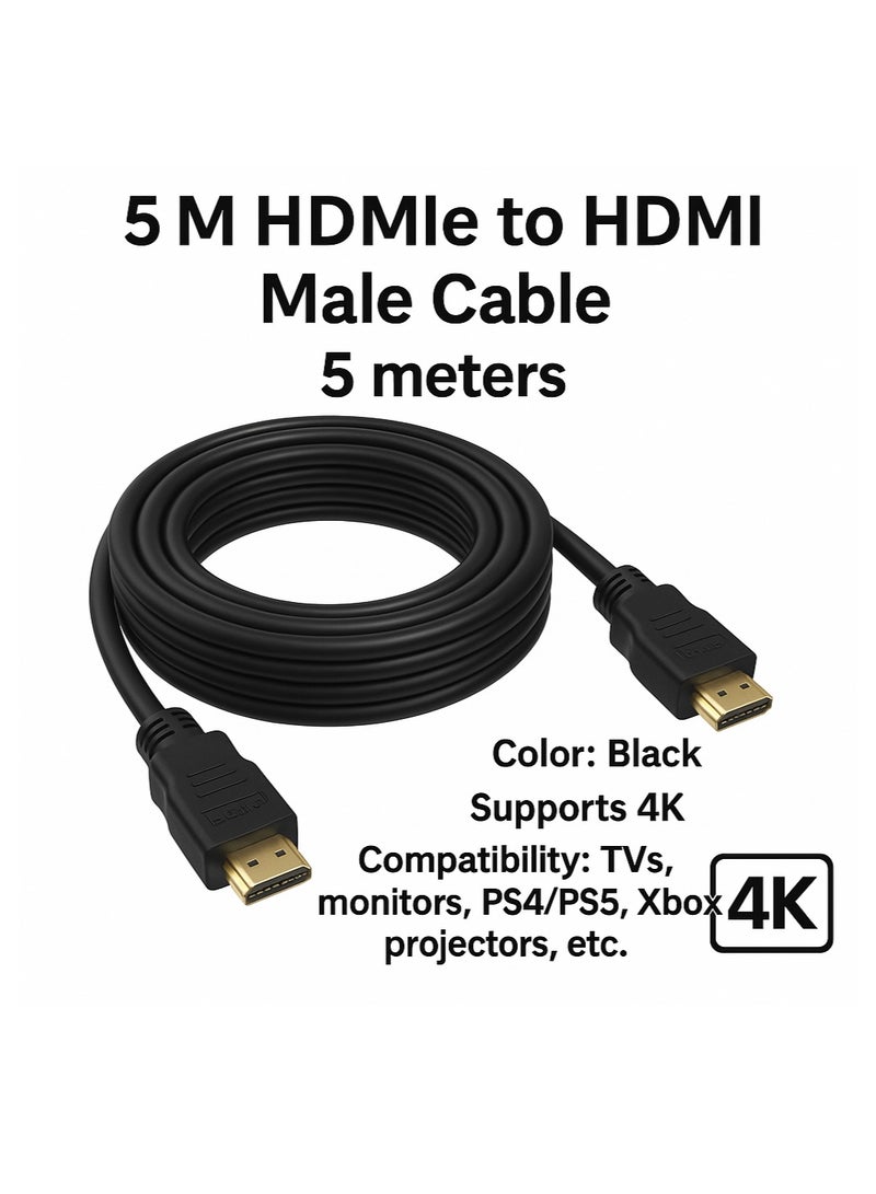A premium 5-meter HDMI cable for high-definition audio and video transmission. Perfect for TVs, monitors, projectors, and gaming consoles. Supports stunning 4K resolution for ultra-clear viewing.  - Image 3