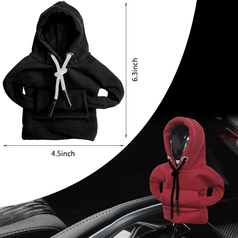 vvag Gear Shift Hoodie, Hoodie Car Gear Shift Cover, Car Shift Knob Hoodie, Automotive Interior Accessories, Universal Fit Knob Cover Gift (Black+Red) - Image 2