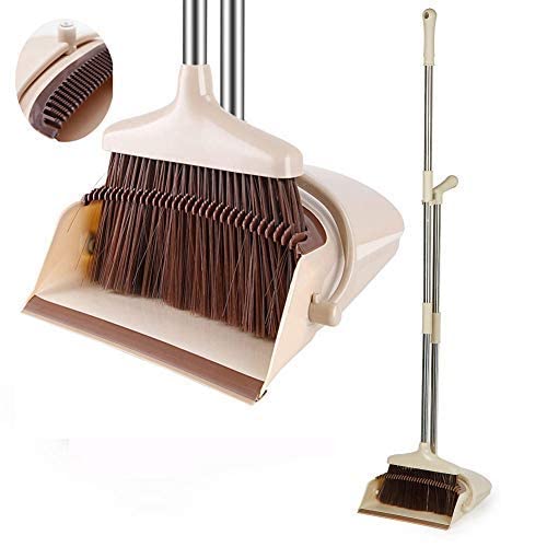 Chiransi Broom and Dustpan with Dust Pan with Long HandleBroom and Dustpan SetLong Handle Plastic Broom with Dustpan for Home and Office Cleaning Broom and Dustpan - Image 1