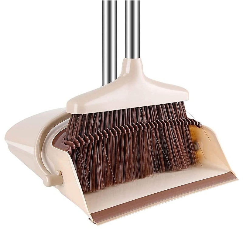 Chiransi Broom and Dustpan with Dust Pan with Long HandleBroom and Dustpan SetLong Handle Plastic Broom with Dustpan for Home and Office Cleaning Broom and Dustpan - Image 2