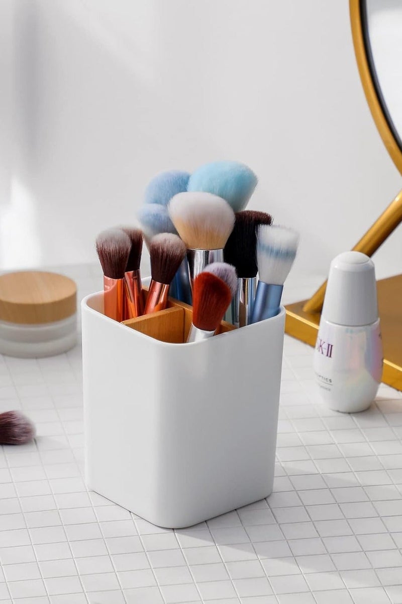 KOOKNA Toothbrush Holder for Bathroom, 3 Slot Bamboo Toothpaste Organizer, Electric Toothbrush Holder, Modern Bathroom Storage and Accessory Caddy - Image 4