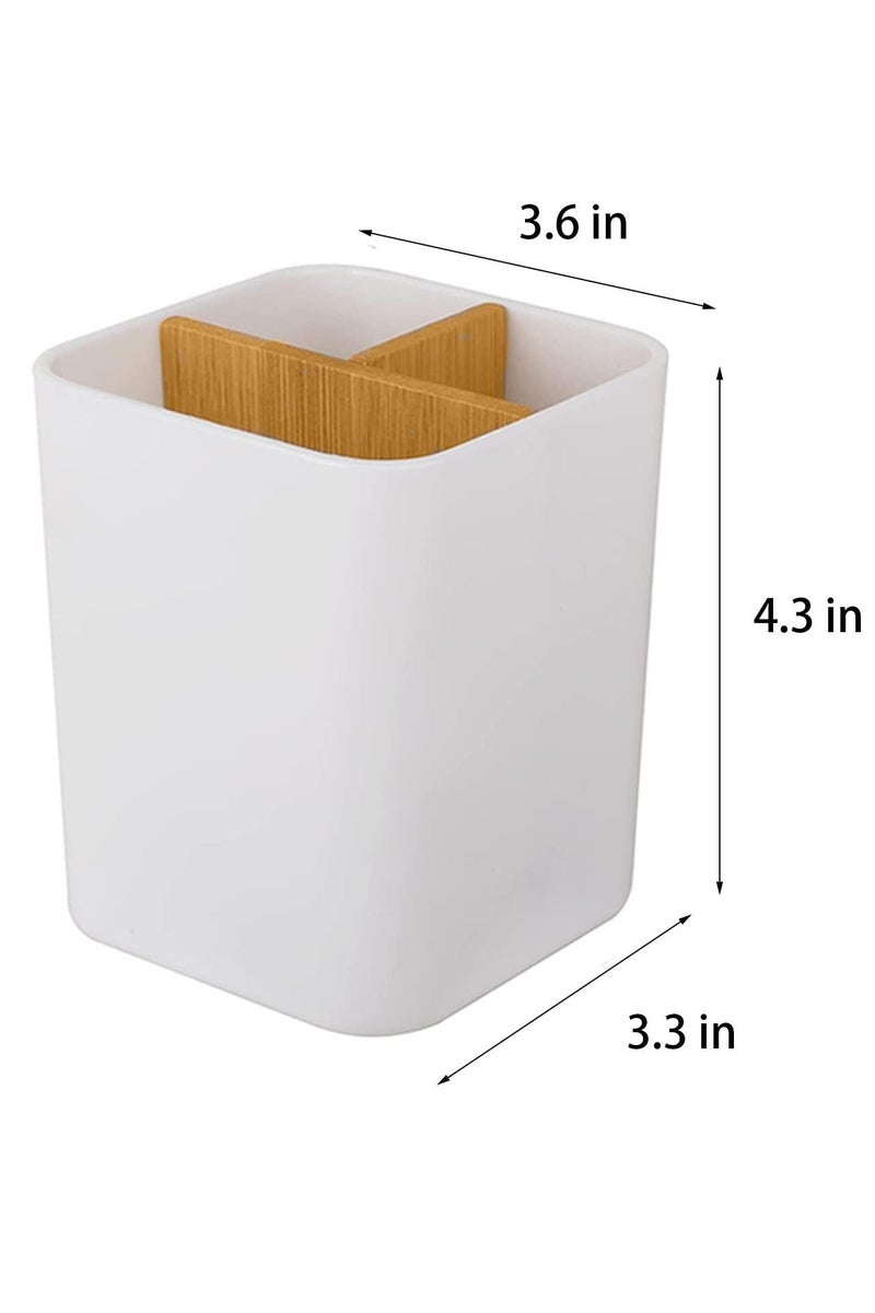 KOOKNA Toothbrush Holder for Bathroom, 3 Slot Bamboo Toothpaste Organizer, Electric Toothbrush Holder, Modern Bathroom Storage and Accessory Caddy - Image 2