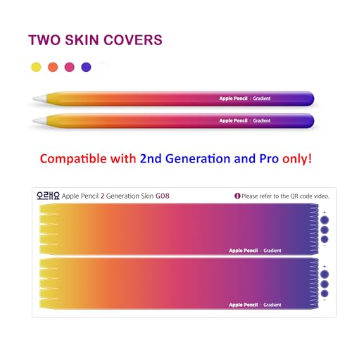 The Mujen Apple Pencil Skin [2 Pack] Ultra Thin 3M Premium Vinyl Cover Greenguard Gold Ink Apple Pencil Full wrap Cover Case Gradient Color – 2nd Generation (G08) - Image 2