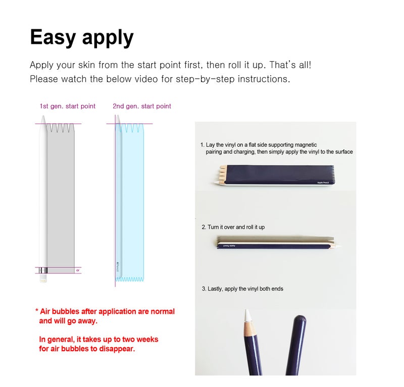 The Mujen Apple Pencil Skin [2 Pack] Ultra Thin 3M Premium Vinyl Cover Greenguard Gold Ink Apple Pencil Full wrap Cover Case Gradient Color – 2nd Generation (G08) - Image 5