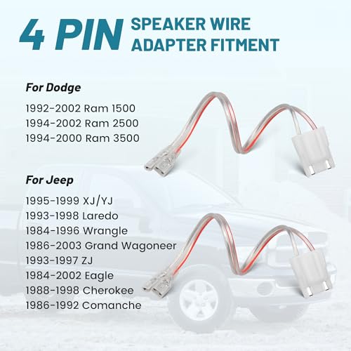 NuIth Car Door Speaker Wirng Harness Connector Adapter Select for Dodge Ram/Jeep Eagle Vehicles 1984-2002 Install Aftermarket Speaker Wire Plug 2PC - Image 2