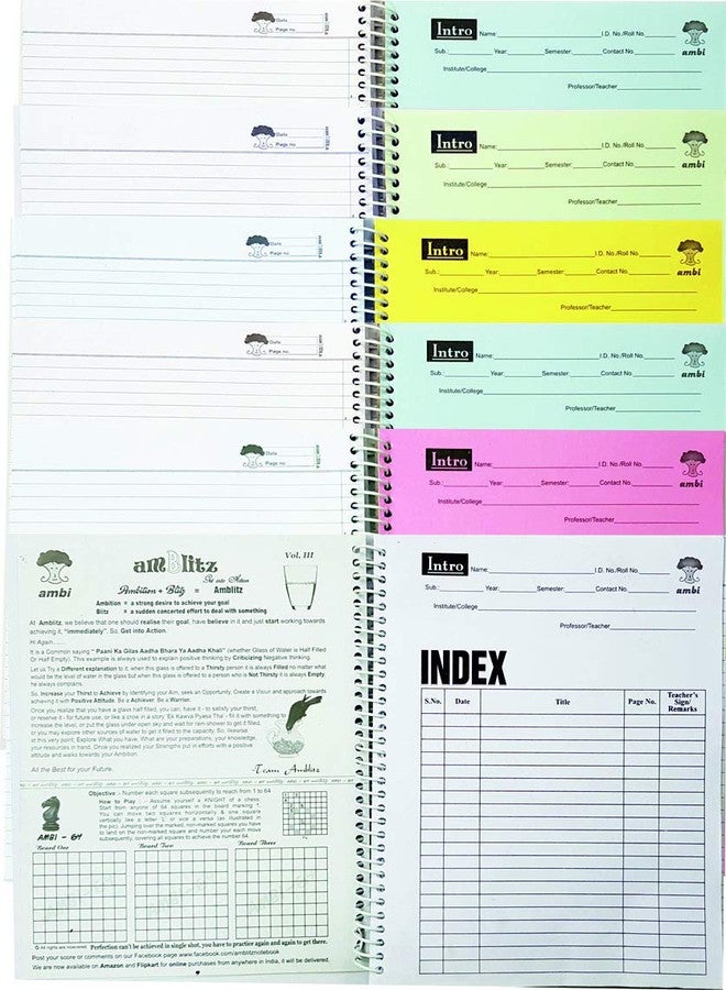 amblitz 6 Subject Notebook | 300 Pages - Ruled | 6-in-1 Master Notebook – Organize Your Subjects, Rule Your Semester | A4 Size | 70 GSM Thick | Color Index Partition - Image 3