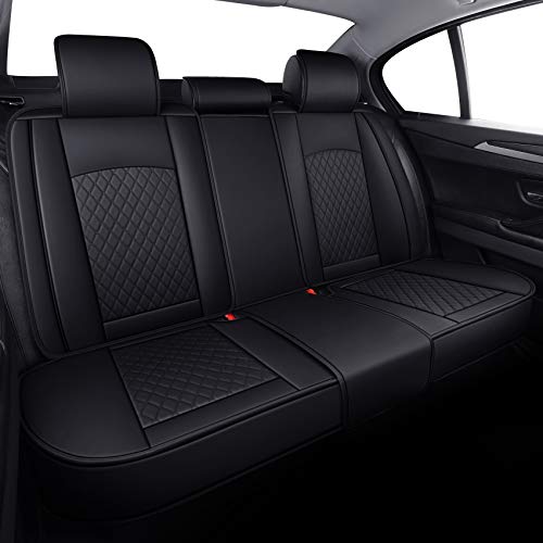 Aierxuan 5 Car Seat Covers Full Set Waterproof Leather Universal Fit for Kia Soul Sorento Hyundai Elantra Civic Jeep Wrangler Santa Fe Tucson Ford Explorer Edge Lexus (Full Set, Black) - Image 3