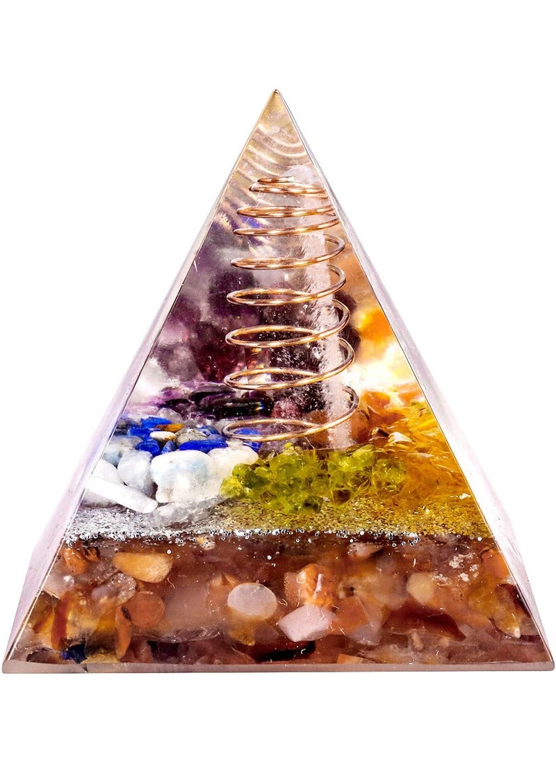 SUNYIK SUNYIK Chip Stone Orgone Pyramid, Healing Crystal Point Copper Energy Generator Protection Metaphysical Chakra Reiki 1.96", Carnelian 