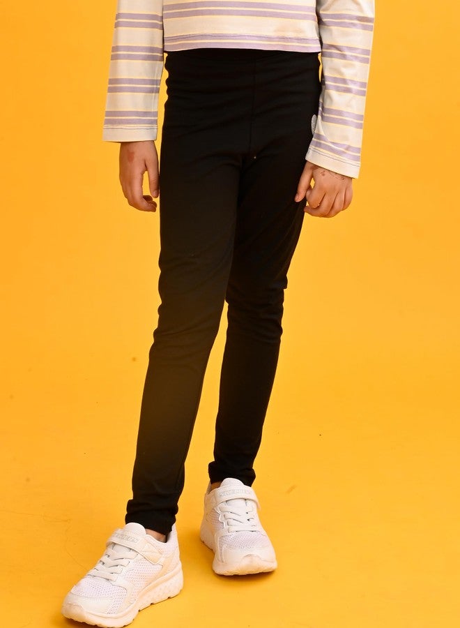 انثريلو بنطلون ليجنز صيفي للبنات من أنثريلو | قطن 100%، قماش لطيف على البشرة | ليجنز للبنات | ملابس كاجوال | ليجنز رياضي مرح للبنات من بلاك هارت - أسود، مقاس 0-6 أشهر - Image 2