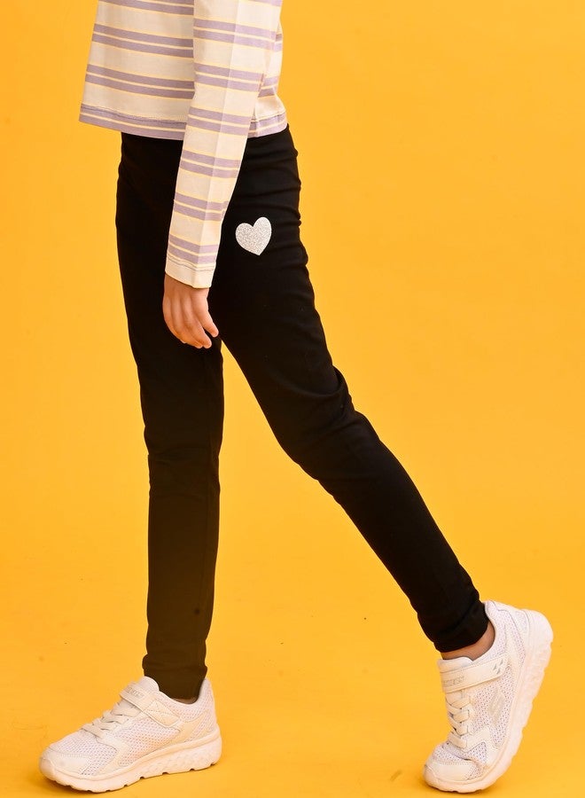 انثريلو بنطلون ليجنز صيفي للبنات من أنثريلو | قطن 100%، قماش لطيف على البشرة | ليجنز للبنات | ملابس كاجوال | ليجنز رياضي مرح للبنات من بلاك هارت - أسود، مقاس 0-6 أشهر - Image 4