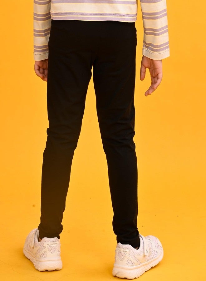 انثريلو بنطلون ليجنز صيفي للبنات من أنثريلو | قطن 100%، قماش لطيف على البشرة | ليجنز للبنات | ملابس كاجوال | ليجنز رياضي مرح للبنات من بلاك هارت - أسود، مقاس 0-6 أشهر - Image 3