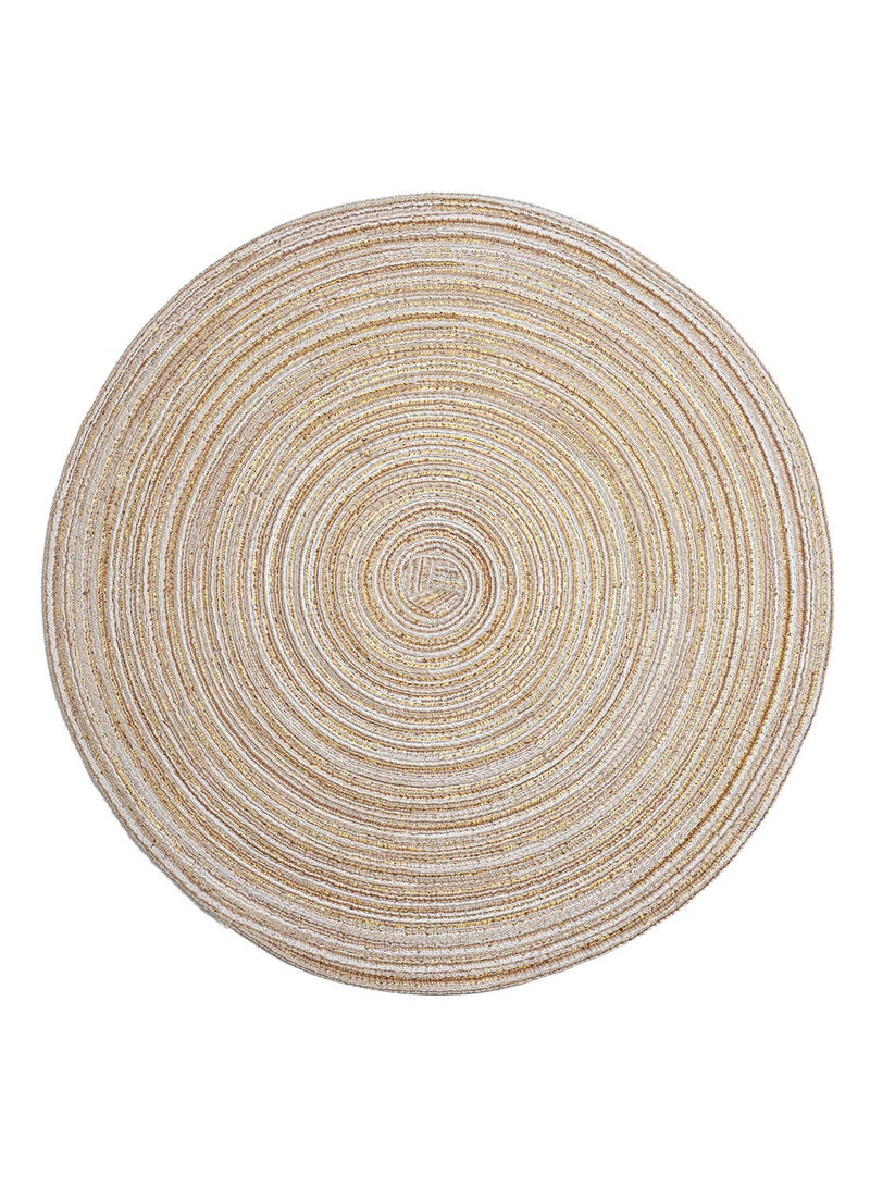 NIBEMINENT 6-Piece Round Table Placemat Set Beige 35 x 35centimeter - Image 1