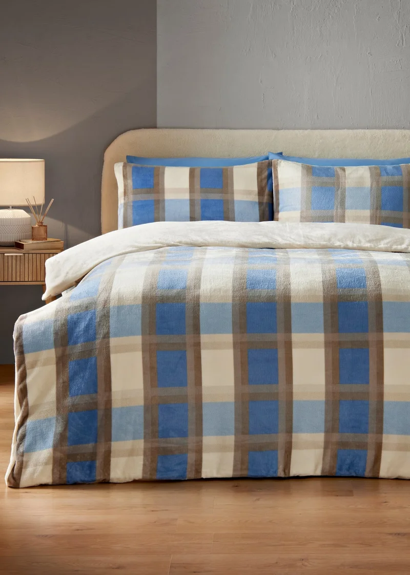 ماتلان Blue Check Cosy Duvet Set