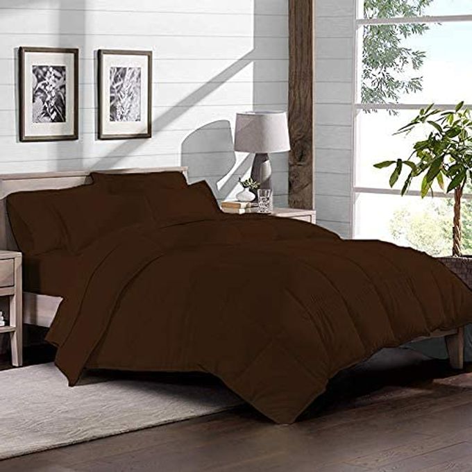 SILICONIZED FIBERFILL MICROFIBRE REVERSIBLE BOX STITCHED COMFORTER SINGLE BED BROWN
