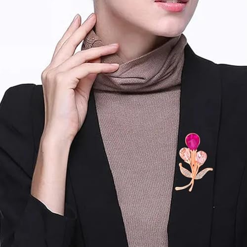 Mahi Rose Gold Plated Gorgeous Flowerlet Pink Crystals Brooch/Lapel Pin for Women (BP1101194ZPin) - Image 3