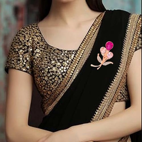 Mahi Rose Gold Plated Gorgeous Flowerlet Pink Crystals Brooch/Lapel Pin for Women (BP1101194ZPin) - Image 5