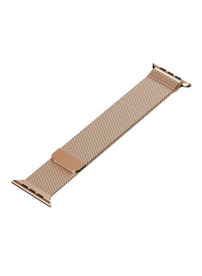 general Premium Brushed Stainless Steel Wristband for Fitness Tracking and Daily Wear Compatible with Apple Watch 42 mm Gold Finish - Image 1