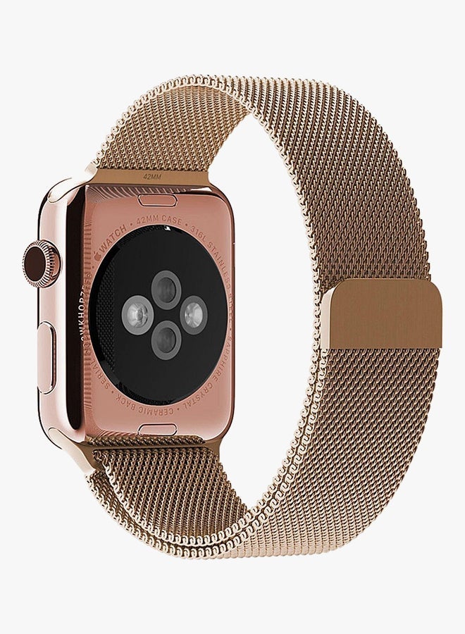 general Premium Brushed Stainless Steel Wristband for Fitness Tracking and Daily Wear Compatible with Apple Watch 42 mm Gold Finish - Image 2