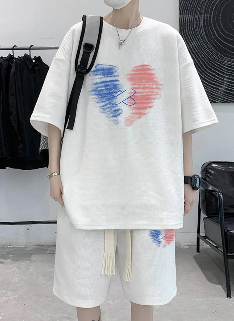 YUNIQEE White Graphic Printed T-shirt With Shorts