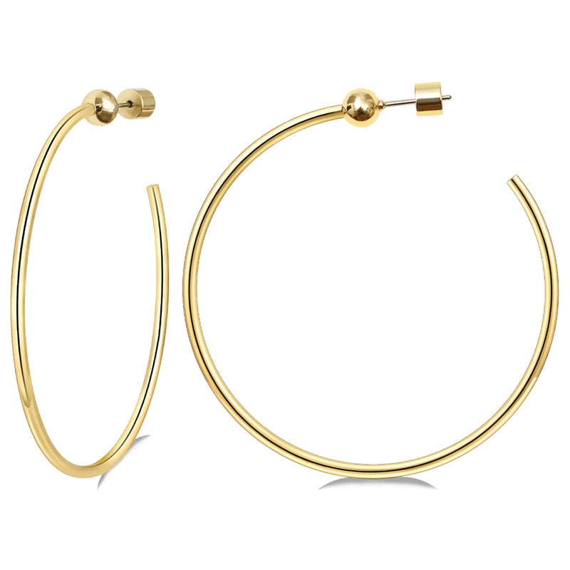S SUSANN Large Gold Hoop Earrings for Women 14K Gold Plated Hypoallergenic Big Earrings Jewelry Gift for Women-50MM - Image 1