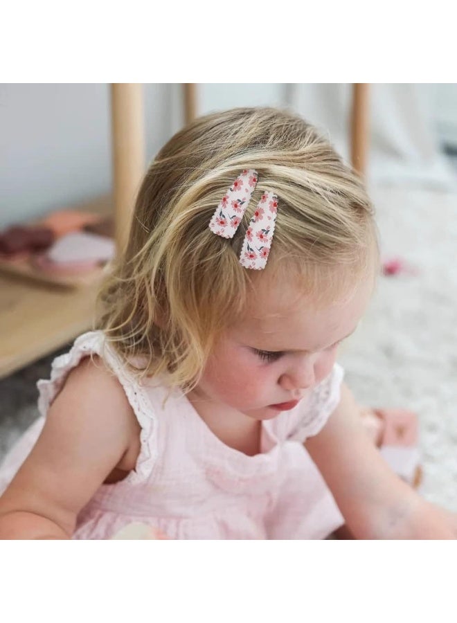 Yanwenx 20 Pcs Girl Hair Clips Floral Print Toddler Hair Clips Non Slip Wrapped Snap Hairpins for Kids Barrettes Hair Accessories for Baby Toddler Girls (Light Color) - Image 4