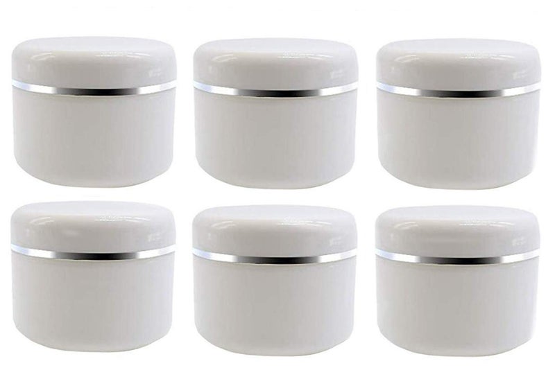 ericotry 50ml 1.67oz White Silver Edge Empty Refillable Cosmetic Plastic Jars with Dome Lid Make Up Face Cream Lip Balm Lotion Storage Container Travel Case Bottle Pot Pack of 6 - Image 1
