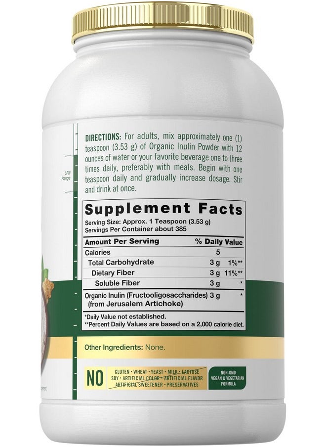 CARLYLE - Carlyle Organic Inulin Powder 48oz | Fiber Supplement from Jerusalem Artichoke | for Probiotic Health | Vegan, Vegetarian, Non-GMO, Gluten Free - Image 1