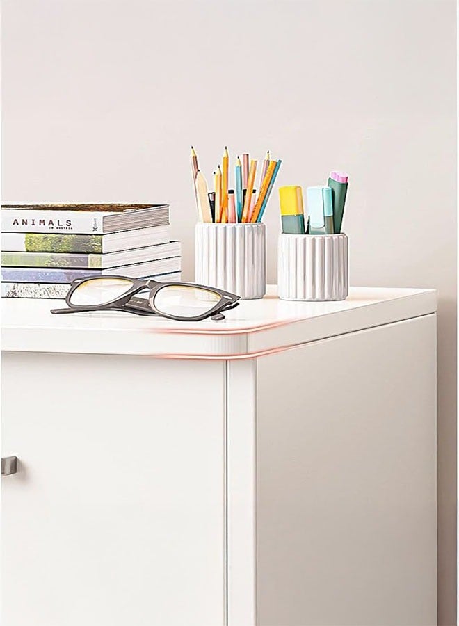 LEDIN Wooden Side Cabinet, Modern Storage Cabinet, Floor Document Cabinet with Wheels, Filing Cabinets, Office Cabinet with Lock (White, 90x34x59cm) - Image 3