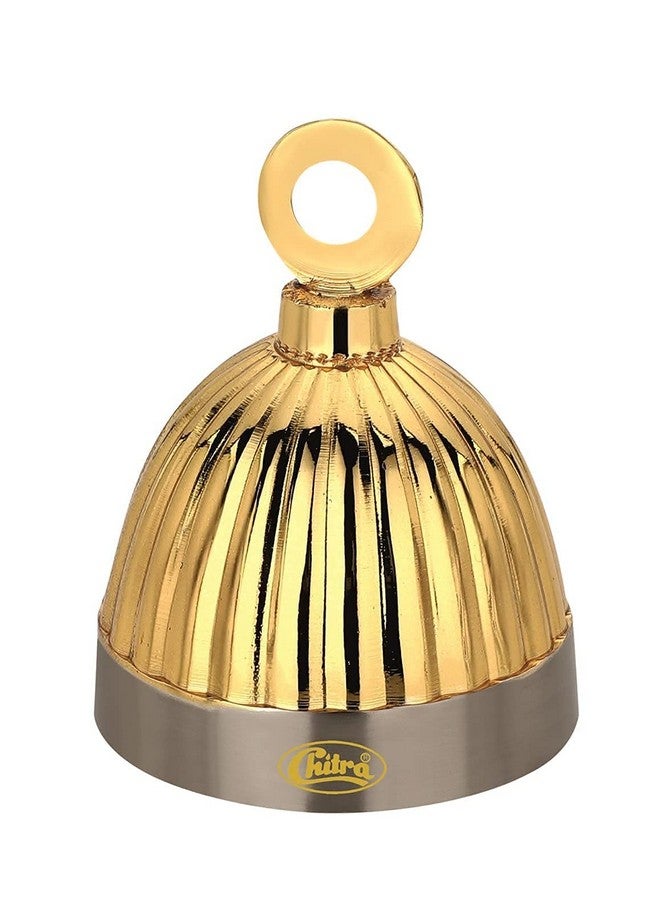 Chitra Brass Decorative Italian Bell for Pooja Rooms Pack of 12 (Silver Gold, 38 MM) - Image 2