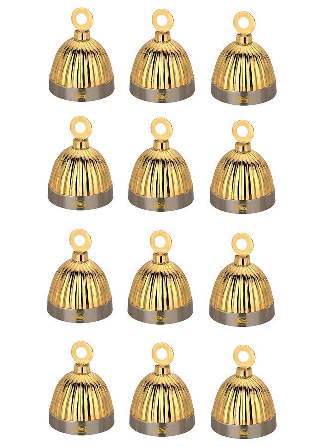 Chitra Brass Decorative Italian Bell for Pooja Rooms Pack of 12 (Silver Gold, 38 MM) - Image 1