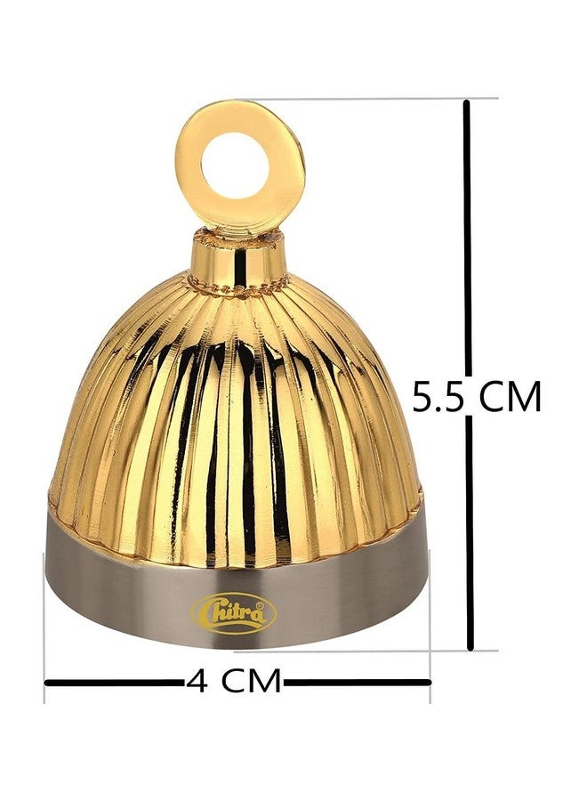 Chitra Brass Decorative Italian Bell for Pooja Rooms Pack of 12 (Silver Gold, 38 MM) - Image 3