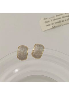 Retro Hong Kong Style Drip Drop Earrings Women Summer Ear Ring Fresh Sweet Alloy Geometric Design Luxury Style Ear Jewelry Grey c-shaped drop glaze stud earrings