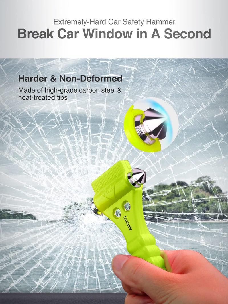 Luxtude Car Window Breaker, Glass Breaker, Window Breaker Seatbelt Cutter, Auto Car Escape Tool, 2-in-1 Emergency Glass Hammer, Window Punch Seatbelt Cutter, Life Rescue Tools Kit (Green, 2 Pack) - Image 2
