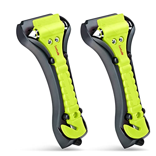 Luxtude Car Window Breaker, Glass Breaker, Window Breaker Seatbelt Cutter, Auto Car Escape Tool, 2-in-1 Emergency Glass Hammer, Window Punch Seatbelt Cutter, Life Rescue Tools Kit (Green, 2 Pack) - Image 1