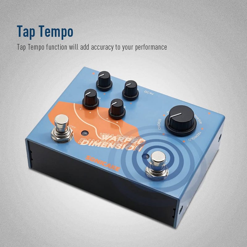 SONICAKE Modulation Guitar Effects Pedal 4 Mode of Chorus, Flanger, Phaser & Tremolo Digital Warped Dimension - Image 4