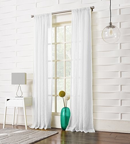 No. 918 Tayla Crushed Texture Semi-Sheer Rod Pocket Curtain Panel, 50" x 95", White - Image 4