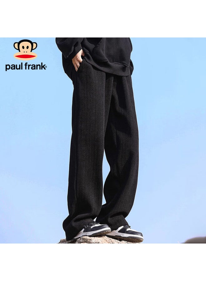 Paul Frank Men's Spring Casual Straight-leg Trousers Men's Fashion Loose Wide-leg Trousers Men's Trousers Black XL - Image 2