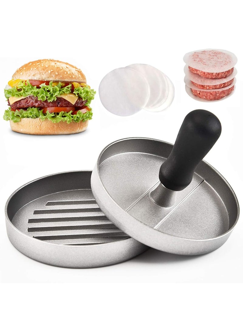 Heavy-Duty Aluminum Burger Press – Round Flat Edge Grill Tool for Crispy Smash Burgers, Ideal for BBQs, Griddles, Tailgates, and Outdoor Cooking - Image 1