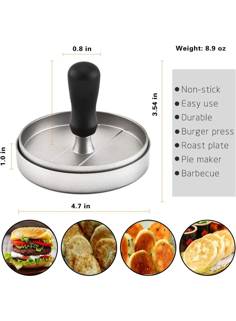 Heavy-Duty Aluminum Burger Press – Round Flat Edge Grill Tool for Crispy Smash Burgers, Ideal for BBQs, Griddles, Tailgates, and Outdoor Cooking - Image 2