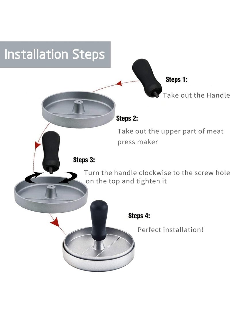 Heavy-Duty Aluminum Burger Press – Round Flat Edge Grill Tool for Crispy Smash Burgers, Ideal for BBQs, Griddles, Tailgates, and Outdoor Cooking - Image 5